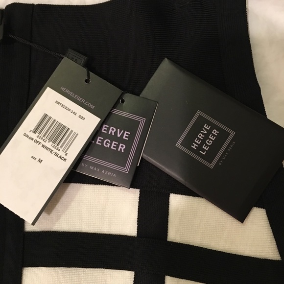 Herve Leger Off White and Black Skirt Size M - Picture 2 of 5